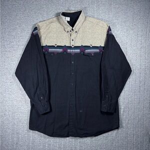 Vintage Roper Border Western Button Up Shirt Mens Size 3XL Tall Aztec Cowboy 90s